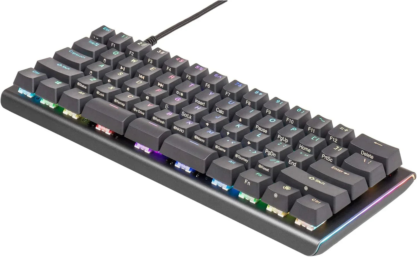 RGB mechanical gaming keyboard with retro 8-bit style on a white background, Byte Style