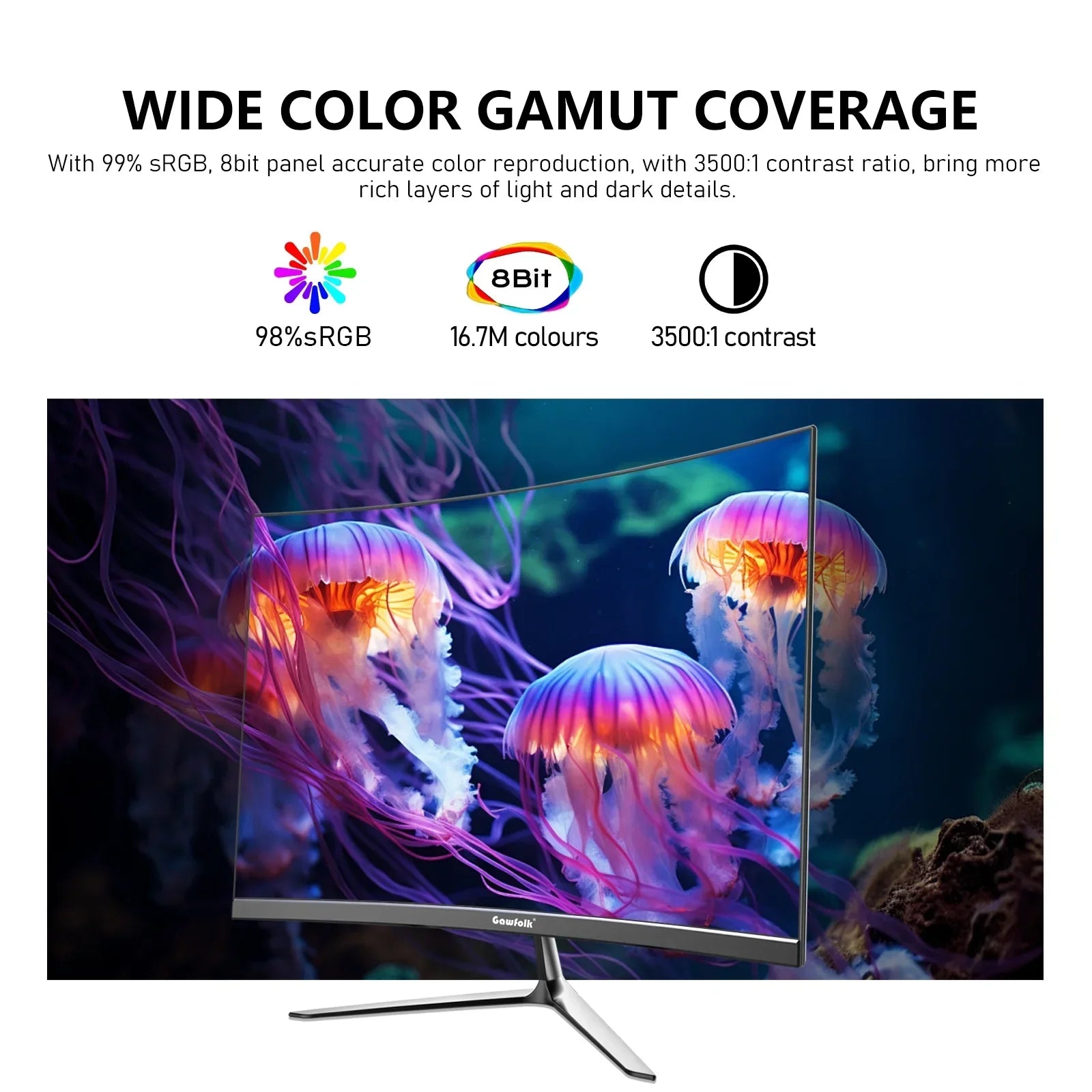 24-Inch Curved Gaming Monitor 120Hz Full HD 1080P Built-In Speakers Tilt Adjustable