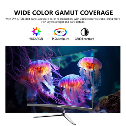 24-Inch Curved Gaming Monitor 120Hz Full HD 1080P Built-In Speakers Tilt Adjustable