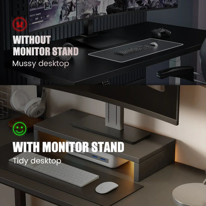 L-Shaped Gaming Desk with RGB Light and Removable Storage Stands, Black