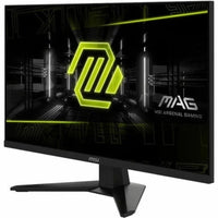 MSI curved gaming monitor displaying neon green MSI Arsenal Gaming logo with futuristic black background