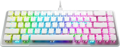RGB backlit white mechanical gaming keyboard with retro 8-bit style, ideal for PC setups