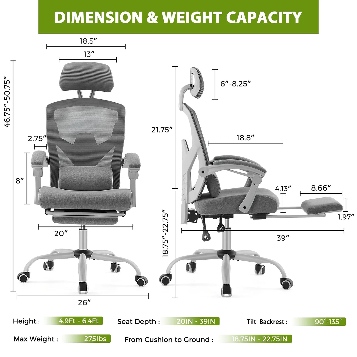 Ergonomic gaming chair dimensions and weight capacity specs for setup optimization