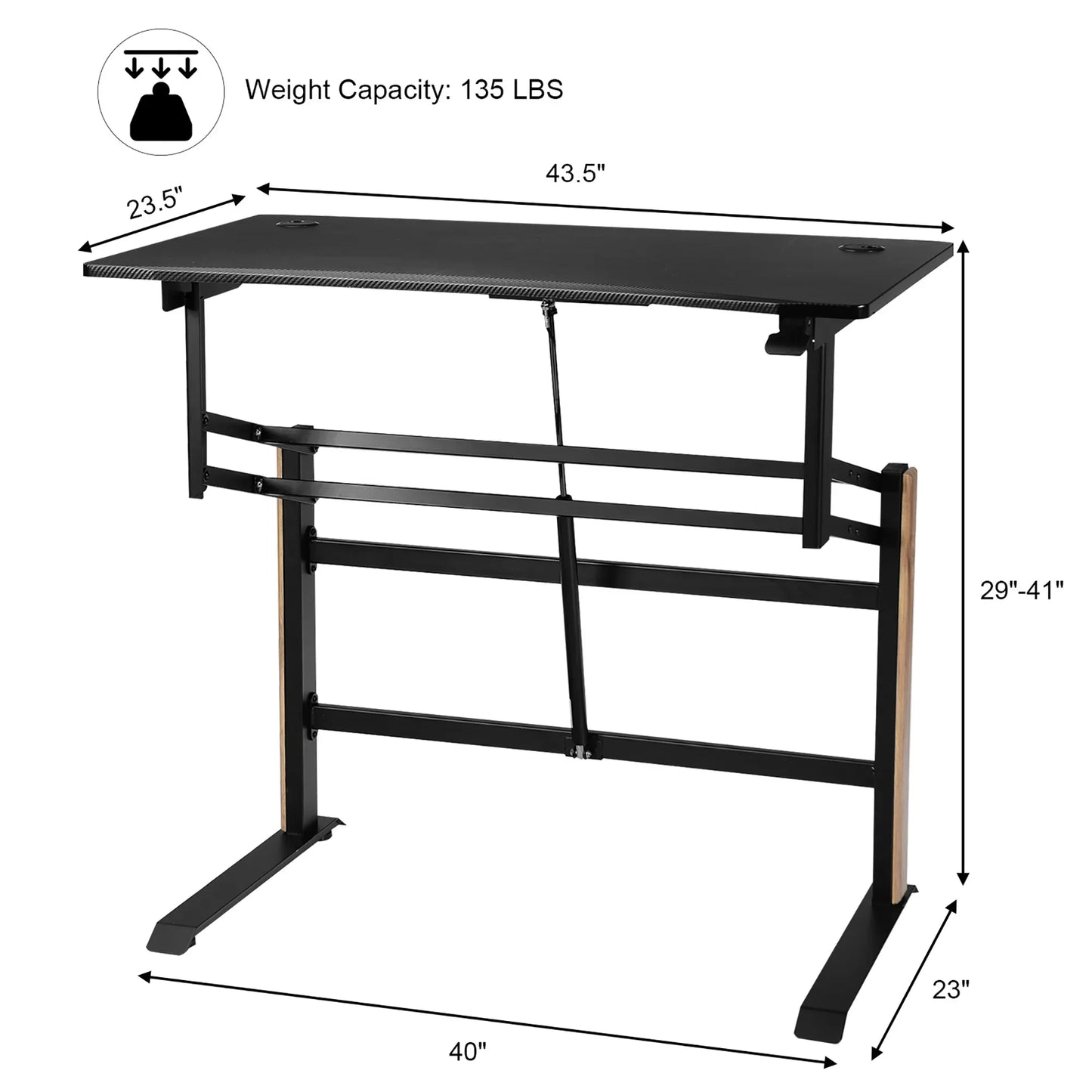 Pneumatic Height Adjustable Standing Desk Sit to Stand Computer Desk Workstaion