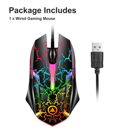 RGB Gaming Mouse, Wired USB Computer Mice, PC Gaming Mice, Ergonomic Optical Mice with 4 Adjustable DPI, RGB Backlit LED for Desktop, Laptop, Windows, Mac, Vista, Linux, Gamer, Black