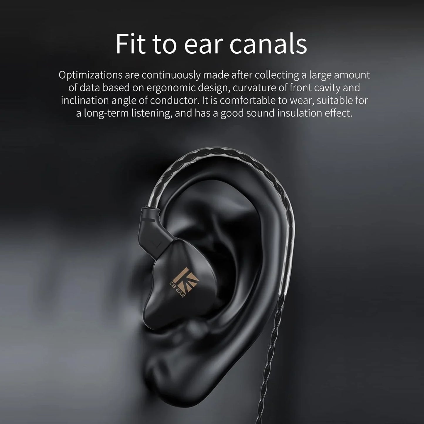 KBEAR KS1 Wired in Ear Headphones, Deep Bass Iem Earbuds Noise Cancelling in Ear Monitors Earphones with 1DD Driver, Ear Hooks Cable for Gaming Computer, Musician Stage, Drummer (Black without Mic)