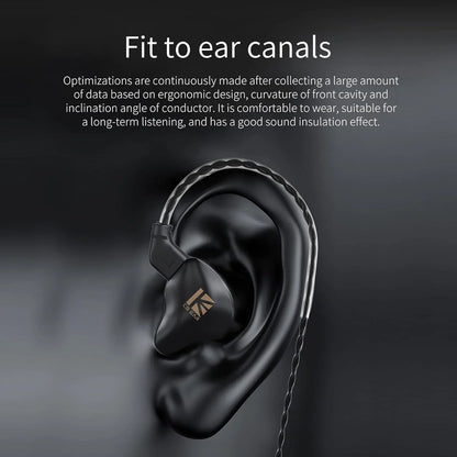 KBEAR KS1 Wired in Ear Headphones, Deep Bass Iem Earbuds Noise Cancelling in Ear Monitors Earphones with 1DD Driver, Ear Hooks Cable for Gaming Computer, Musician Stage, Drummer (Black without Mic)