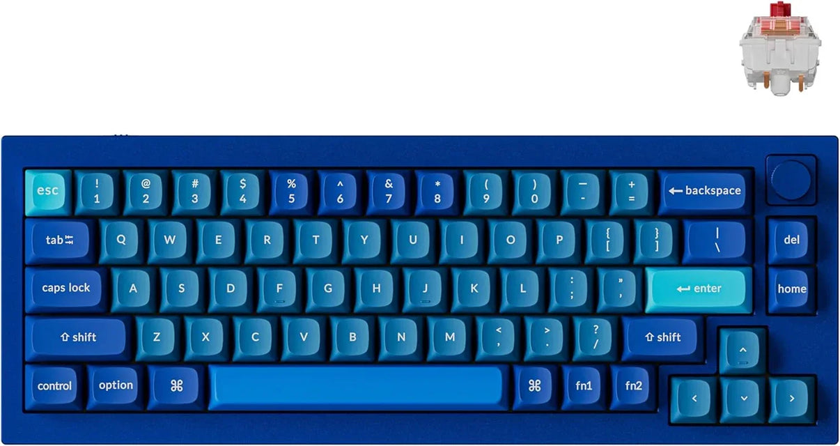 Retro-inspired blue mechanical gaming keyboard with gradient keycaps, Byte Style gear.
