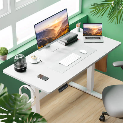 40X24 Inch Electric Standing Desk, Ergonomic Rising Modern Lift Motorized Gaming Desktop Workstation for Work Home Office, Height Adjustable, White