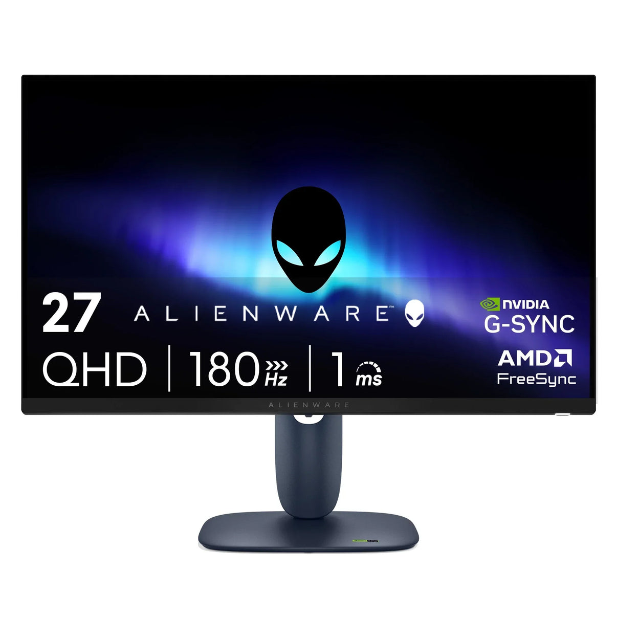 27-inch Alienware gaming monitor with QHD 180Hz refresh rate, 1ms response time, NVIDIA G-SYNC, AMD FreeSync