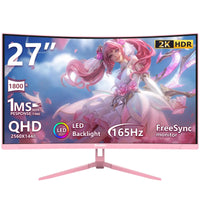 Pink Aura 27" Curved 2K Gaming Monitor