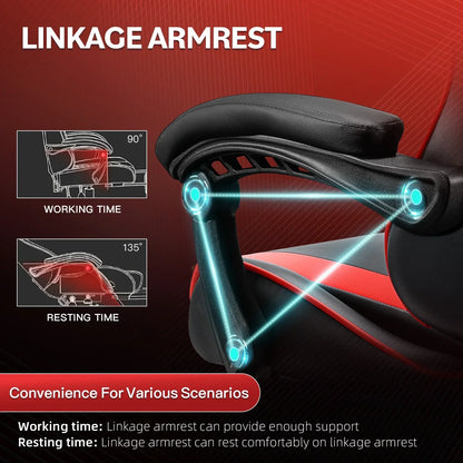 Black and red gaming chair linkage armrest with adjustable angles for working and resting