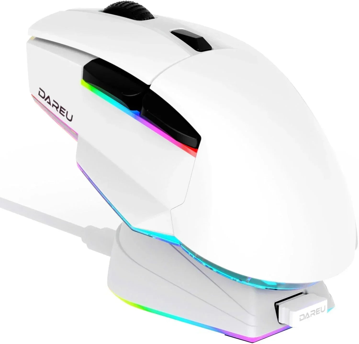 A955 Lightweight Wireless Gaming Mouse with RGB Charging Dock: Tri-Mode 2.4G/USB-C/BT Mouse up to 12K DPI Optical Sensor -KBS II Buttons Fully Programmable- 120 Hr Battery