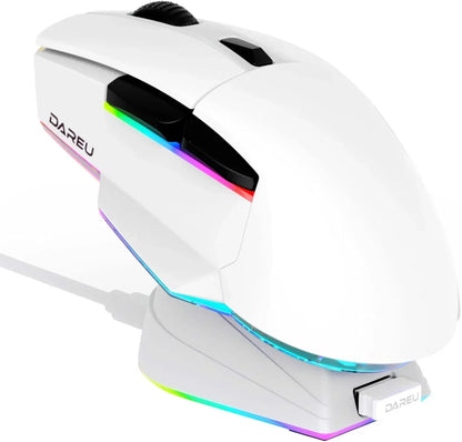 A955 Lightweight Wireless Gaming Mouse with RGB Charging Dock: Tri-Mode 2.4G/USB-C/BT Mouse up to 12K DPI Optical Sensor -KBS II Buttons Fully Programmable- 120 Hr Battery