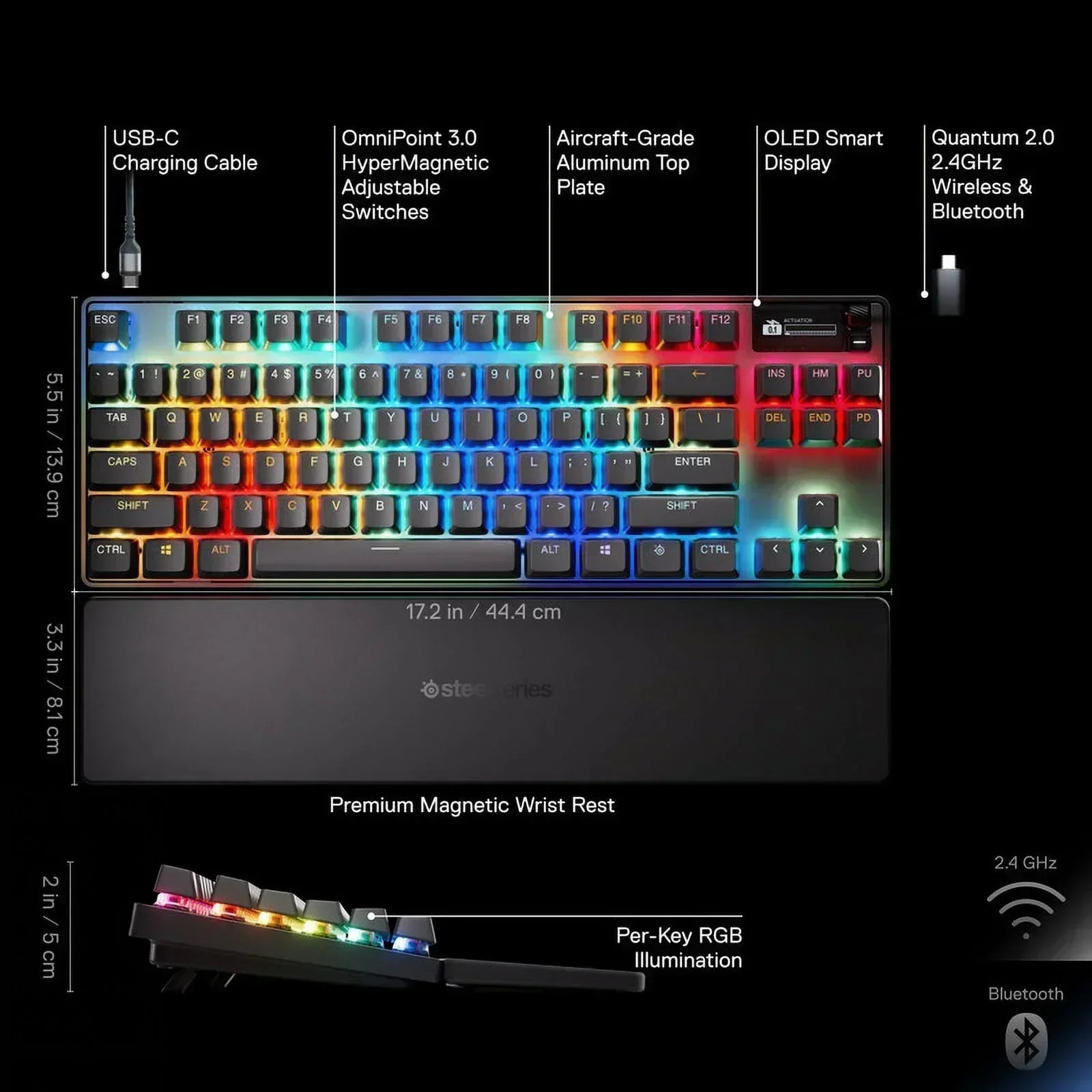 Apex Pro TKL Wireless Gen 3 Omnipoint 3.0 Hypermagnetic Switches — Adjustable Actuation — Rapid Trigger — Game-Ready Presets