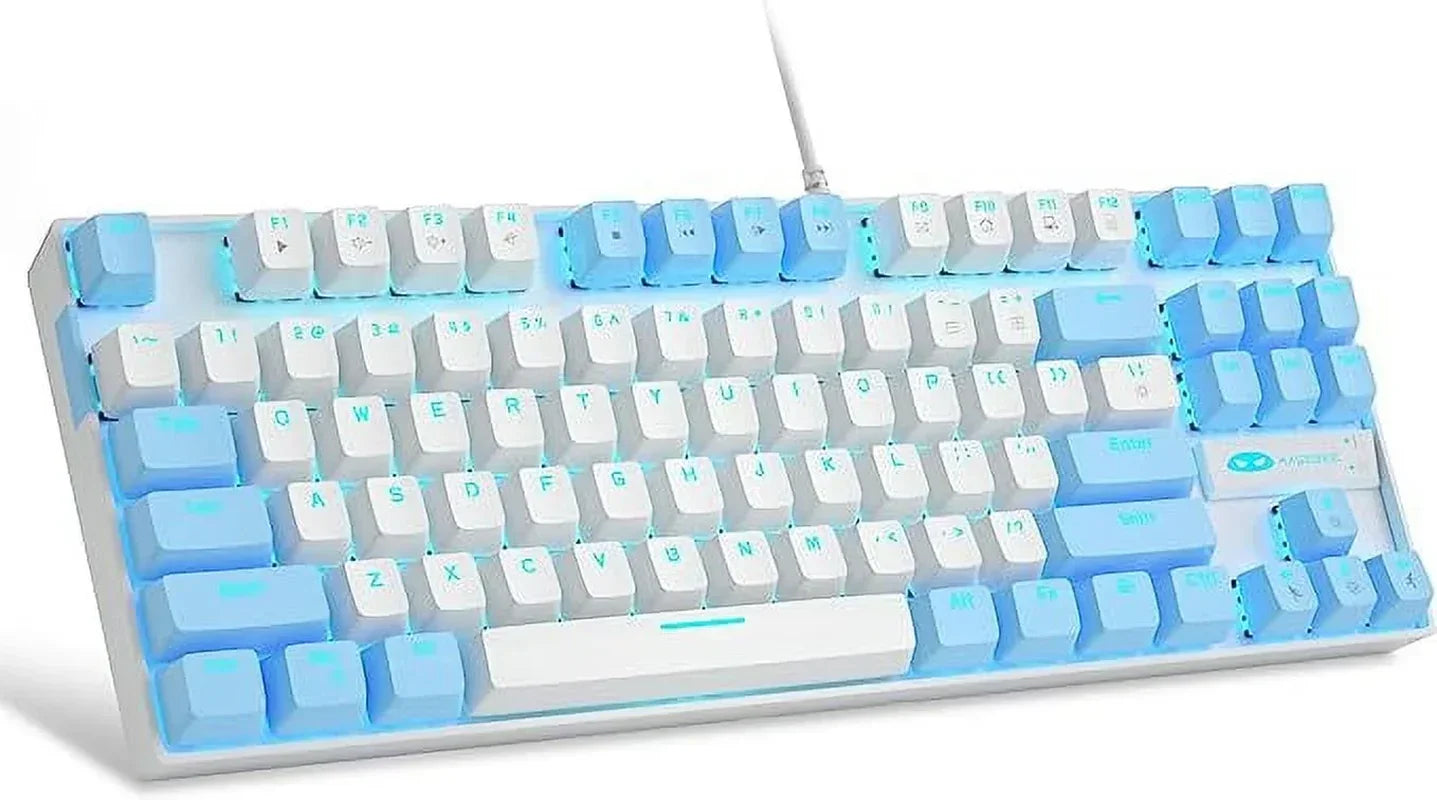 Blue and white RGB backlit mechanical gaming keyboard from Byte Style