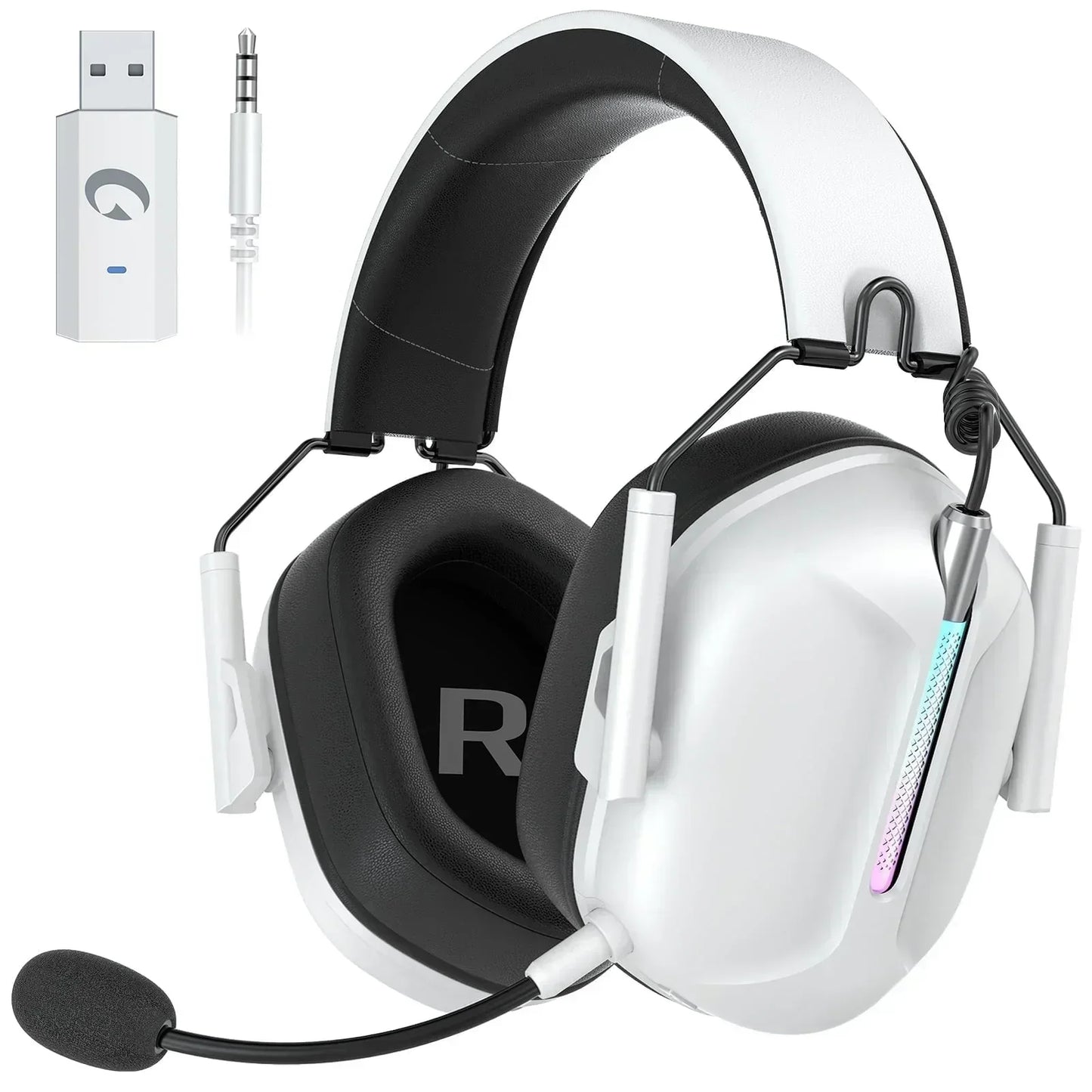 Wireless Gaming Headset Compatible for PS5 Switch PC Mac, 2.4 Ghz/Bluetooth 5.2 Gaming Headphones with Noise Cancelling Microphone 40+ Hours Battery Life,3.5Mm Wired for Xbox Series