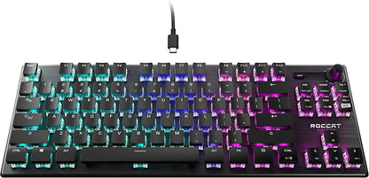 RGB mechanical gaming keyboard with illuminated keys and USB-C cable by ROCCAT