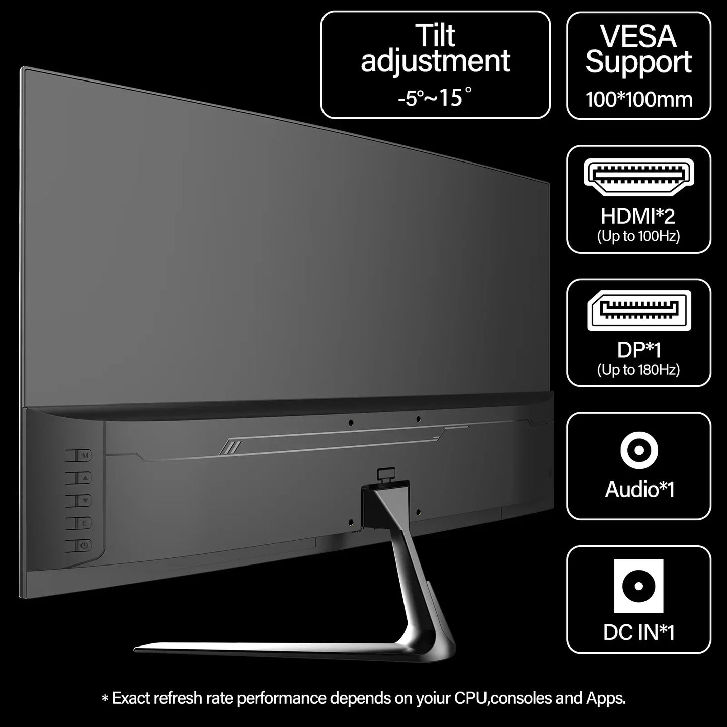24.5 Inch Gaming Monitor 180Hz/165Hz FHD(1080P) Computer Monitors Black