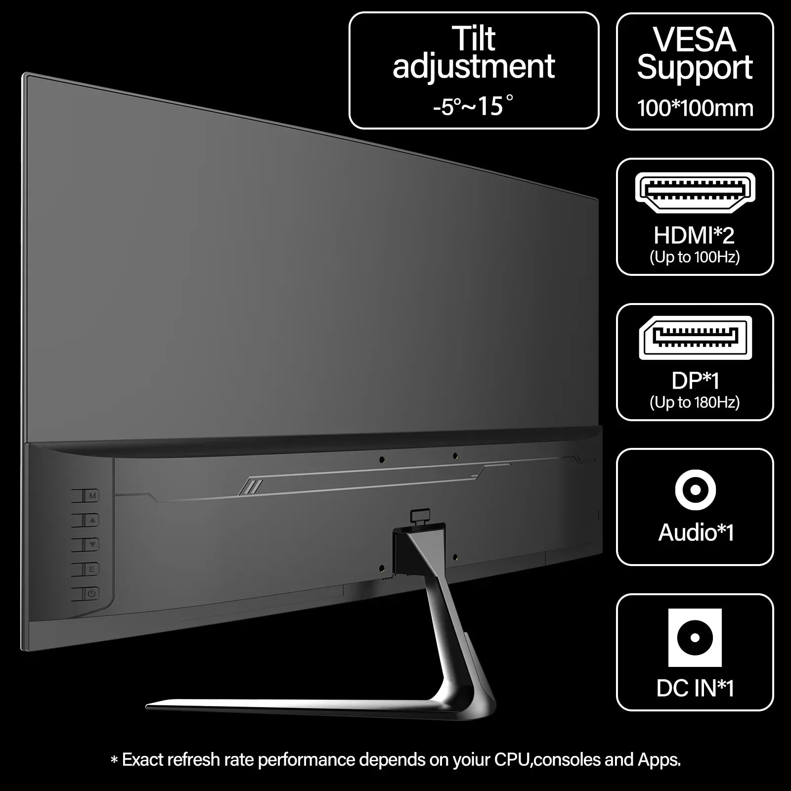 24.5 Inch Gaming Monitor 180Hz/165Hz FHD(1080P) Computer Monitors Black