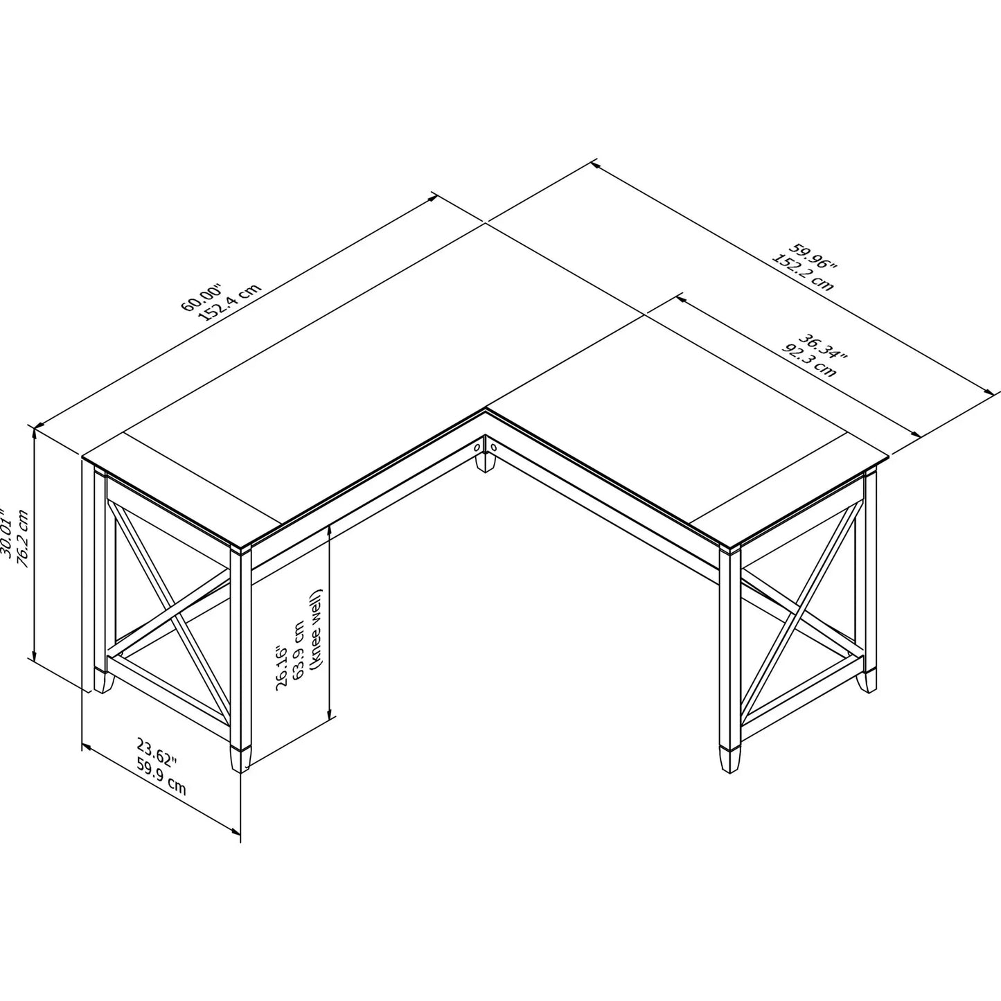 Key West 60" L Shaped Desk, Washed Gray
