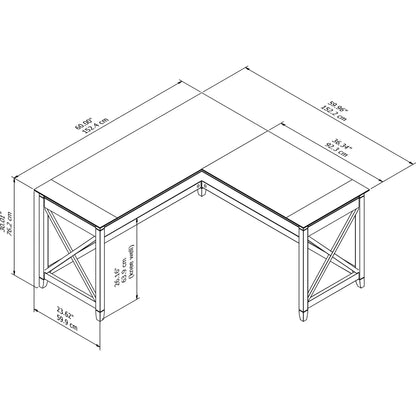 Key West 60" L Shaped Desk, Washed Gray