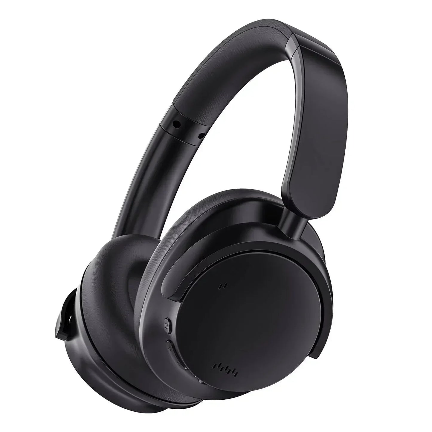 Sleek black over-ear gaming headset with cushioned ear cups and adjustable headband