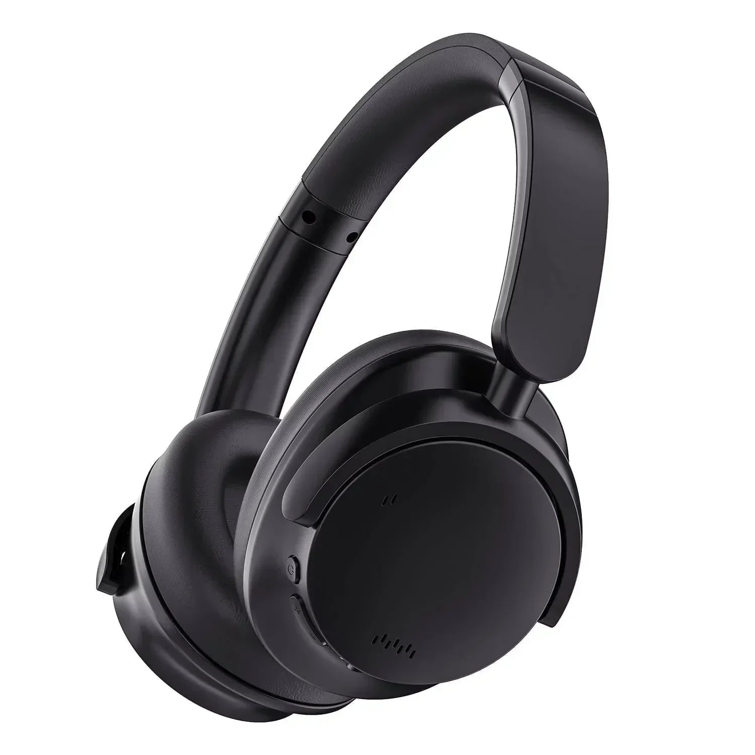 Sleek black over-ear gaming headset with cushioned ear cups and adjustable headband