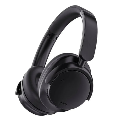 Sleek black over-ear gaming headset with cushioned ear cups and adjustable headband