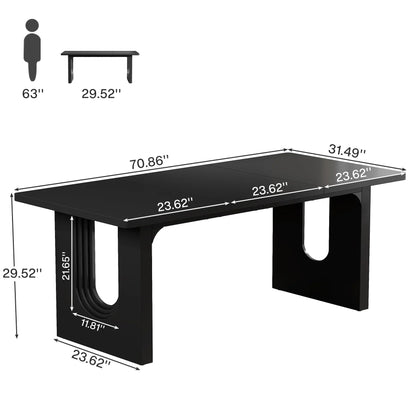 Modern Executive Desk, 70.9" Large Office Computer Desk, Conference Table Meeting Room Table, Simple Workstation Business Furniture for Home Office, Black