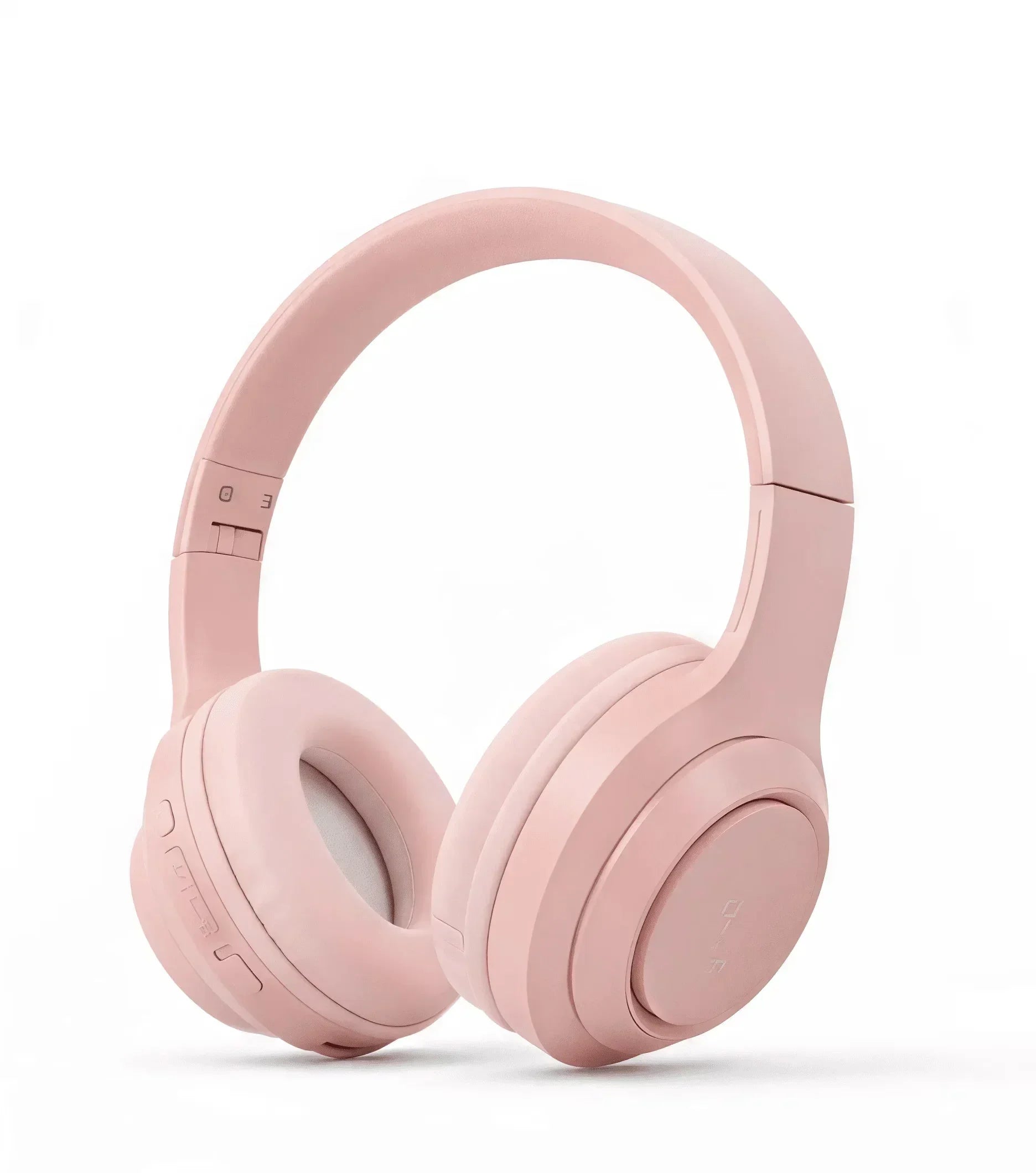 Pink wireless over-ear gaming headset on white background