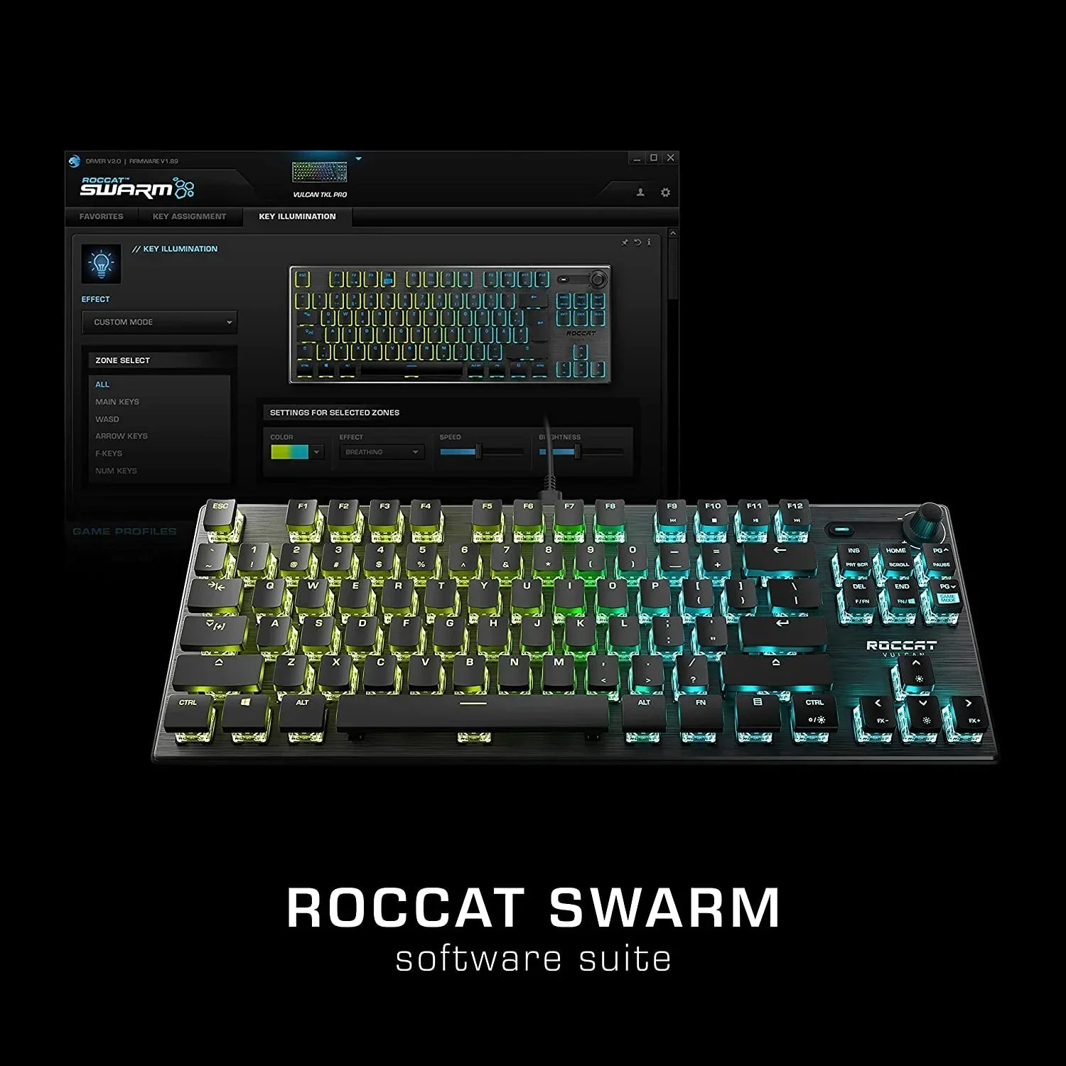 ROCCAT Swarm software suite RGB gaming keyboard with customizable lighting