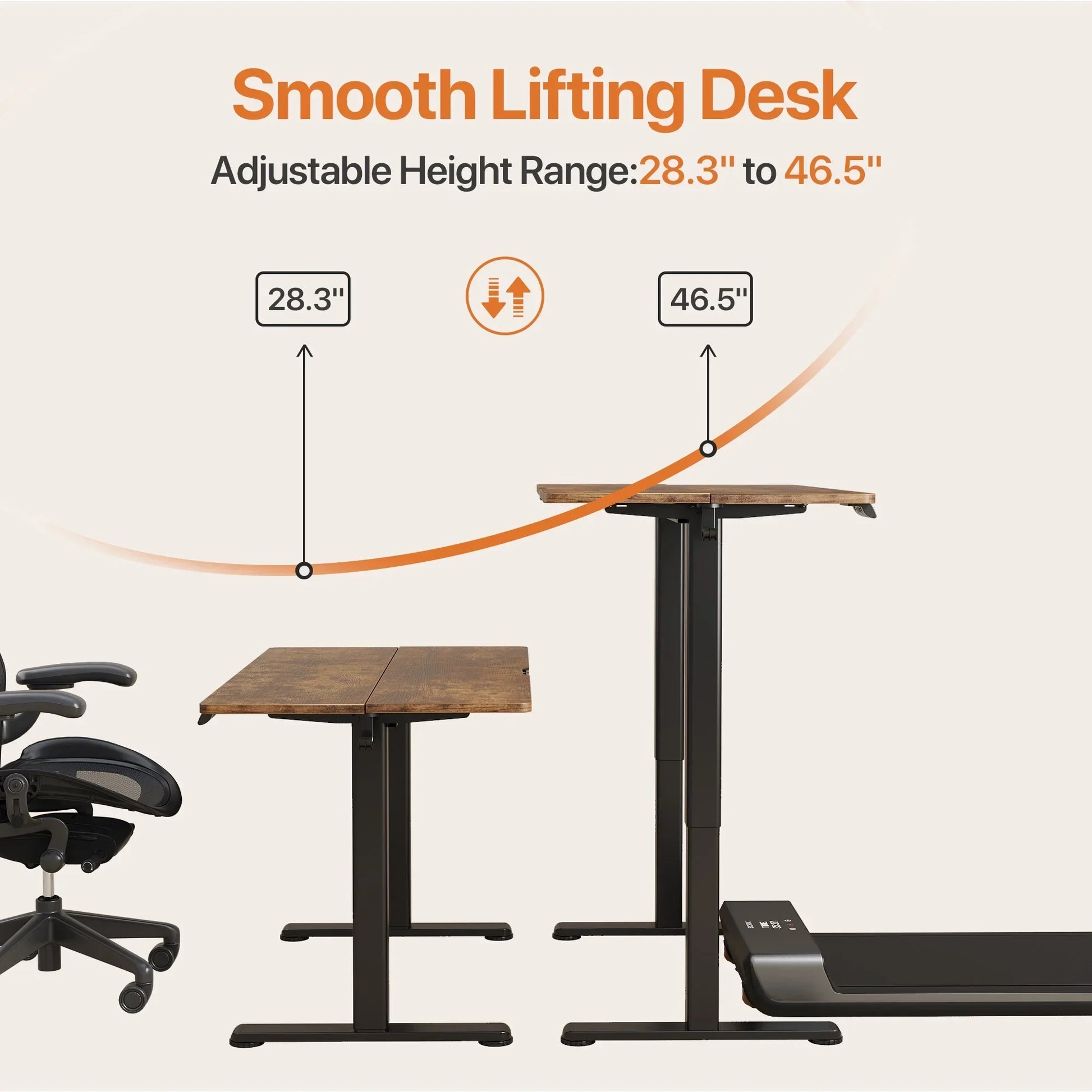 48" Electric Standing Desk - Adjustable Height Stand up Home Office Desk, Sit to Stand Desk with Splice Board, Rustic Brown Computer Table for Corner Small Space