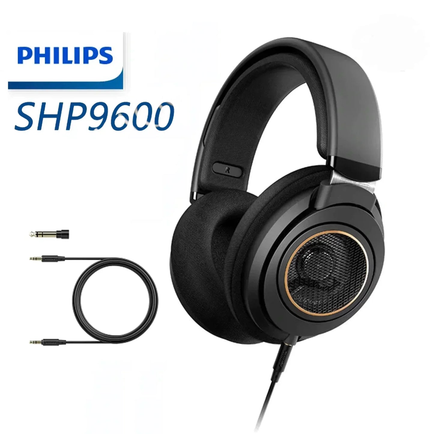 Philips SHP9600 black over-ear wired gaming headset with detachable audio cable