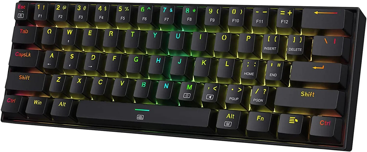 Compact RGB mechanical gaming keyboard with retro 8-bit style and color backlit keys