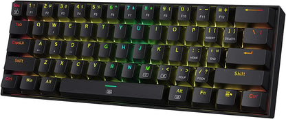 Compact RGB mechanical gaming keyboard with retro 8-bit style and color backlit keys