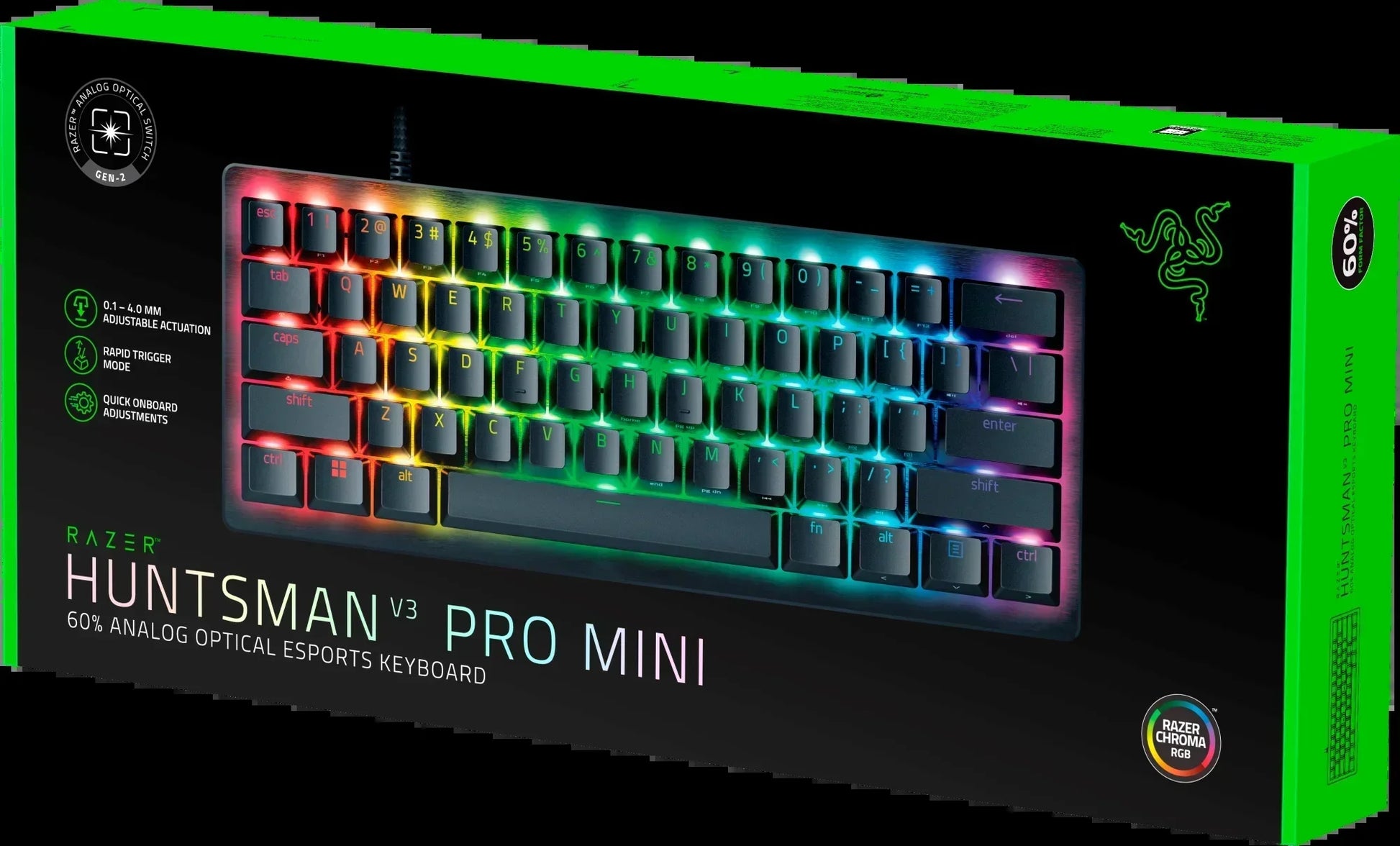 Razer Huntsman V3 Pro Mini 60% RGB gaming keyboard in retail box, Byte Style gaming gear.