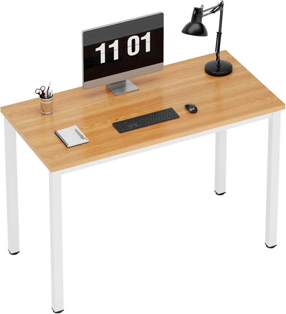Computer Desk, 47 Inch Home Office Desk, Modern Simple Style Home Office Gaming Desk, Basic Writing Table for Study Student, Black Metal Frame, Black