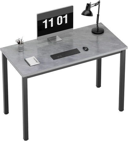 Computer Desk, 47 Inch Home Office Desk, Modern Simple Style Home Office Gaming Desk, Basic Writing Table for Study Student, Black Metal Frame, Black
