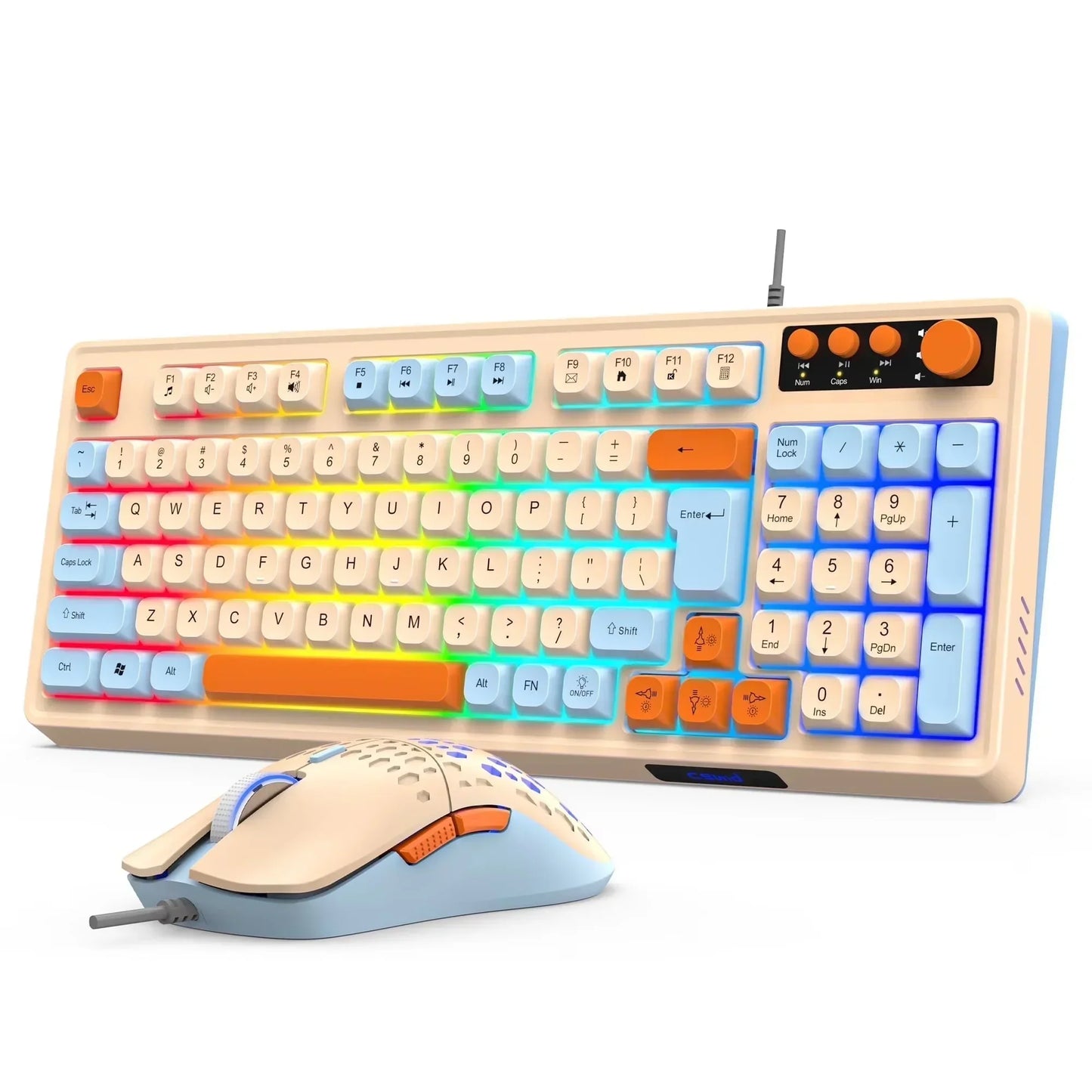 98-Key Wired RGB Gaming Keyboard and Mouse Combo with Dedicated Volume Knob, Media Controls, Spill-Resistant Design & Anti-Ghosting for Windows Pc/Laptop Gamers (Multicolor)