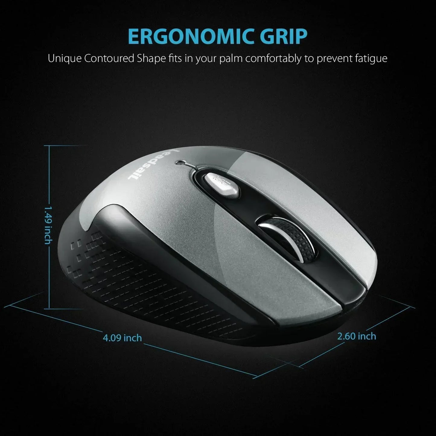 Wireless Mouse for Laptop, 2.4G Portable Slim Cordless Computer Mouse Less Noise, 6 Buttons, for Windows 10/8/7/Mac/Macbook Pro/Air/Hp/Dell/Lenovo/Acer