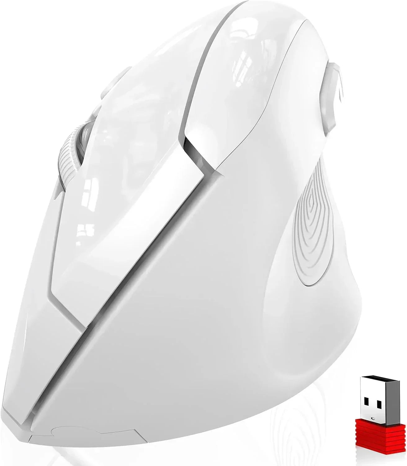 Ergonomic Wireless Mouse, 2.4G Optical Cordless, 800/1200/1600 DPI, Vertical Computer Mouse for Laptop, Mac, PC, Desktop (Right Hand, Large) - Red