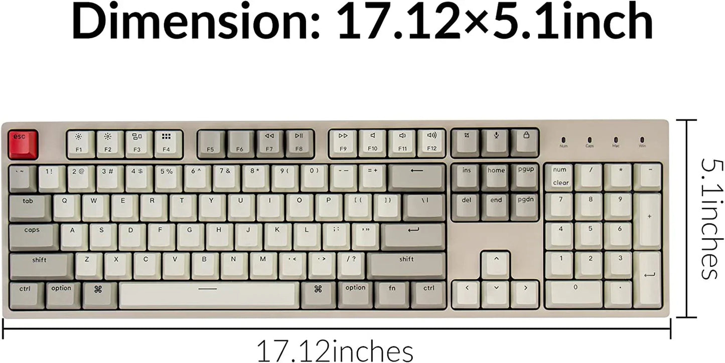 Full-size retro gaming keyboard 17.12 x 5.1 inches, beige keys, red escape key, Byte Style
