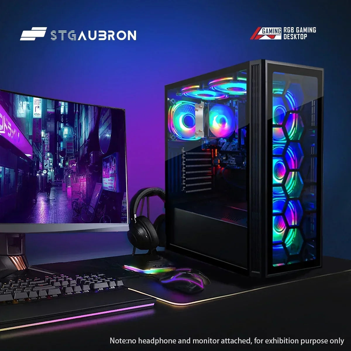 Gaming PC Computer Desktop, AMD Ryzen 5 3400G up to 4.2Ghz, 16G DDR4, 512G SSD, Wifi 6 & BT 5.2, RGB Fan X6, Windows 11 Home