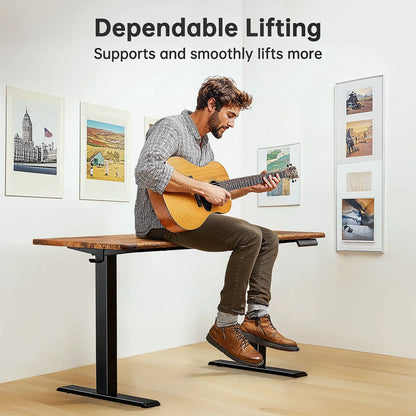 55" X 24" Electric Standing Desk, Adjustable Height Sit Stand up Desk with 4 Memory Pre-Set, Home Office Gaming Desk with Headphone Hook, Vintage Brown