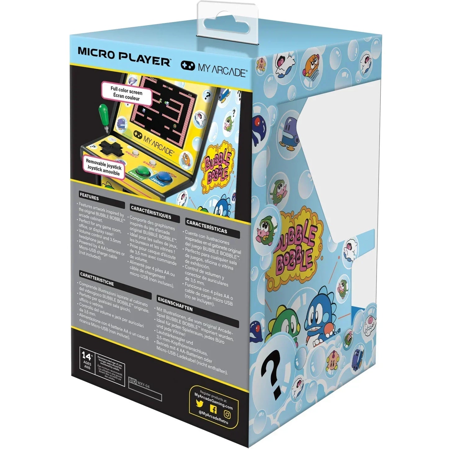 Bubble Bobble My Arcade Micro Player box with retro arcade graphics and gaming details