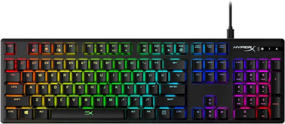 HyperX RGB gaming keyboard with rainbow backlighting, full layout, modern gaming gear