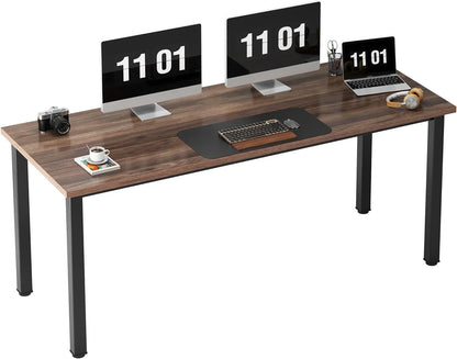 Computer Desk, 47 Inch Home Office Desk, Modern Simple Style Home Office Gaming Desk, Basic Writing Table for Study Student, Black Metal Frame, Black