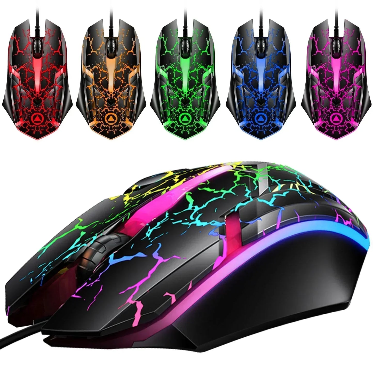 RGB Gaming Mouse, Wired USB Computer Mice, PC Gaming Mice, Ergonomic Optical Mice with 4 Adjustable DPI, RGB Backlit LED for Desktop, Laptop, Windows, Mac, Vista, Linux, Gamer, Black