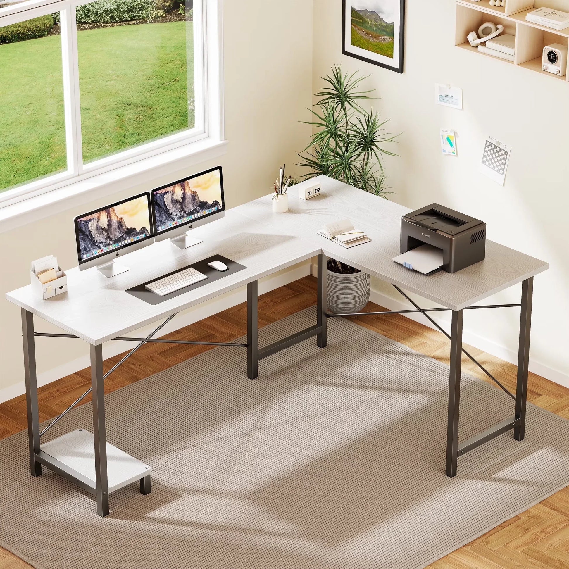 49 Inch L Shaped Desk - Computer Desk Corner Desks Gaming Desk PC Table with CPU Stand for Home Office Dorm Sturdy Writing Workstation, Gray